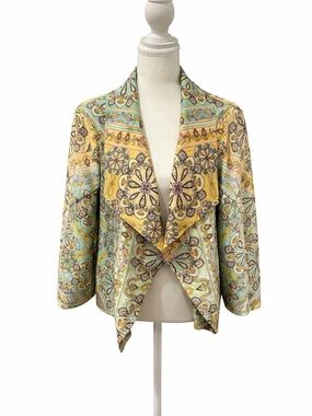 Eric Signature Paisley Print Open Front Jacket Blazer Size 14